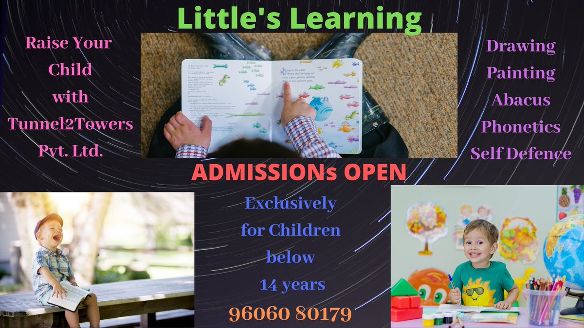 Tunnel2T's tweet photo. Little’s Learning is a multi-Faceted Venture under Tunnel2Towers Pvt Ltd that is into training &amp; imparting under 14 years with skills for complete transformation.
#little #learning #Phonetics #drawing #painting #abacus #skillDevelopment #SelfDefense #Under14Age #Children #Class8 https://t.co/fJrGXHSR52
