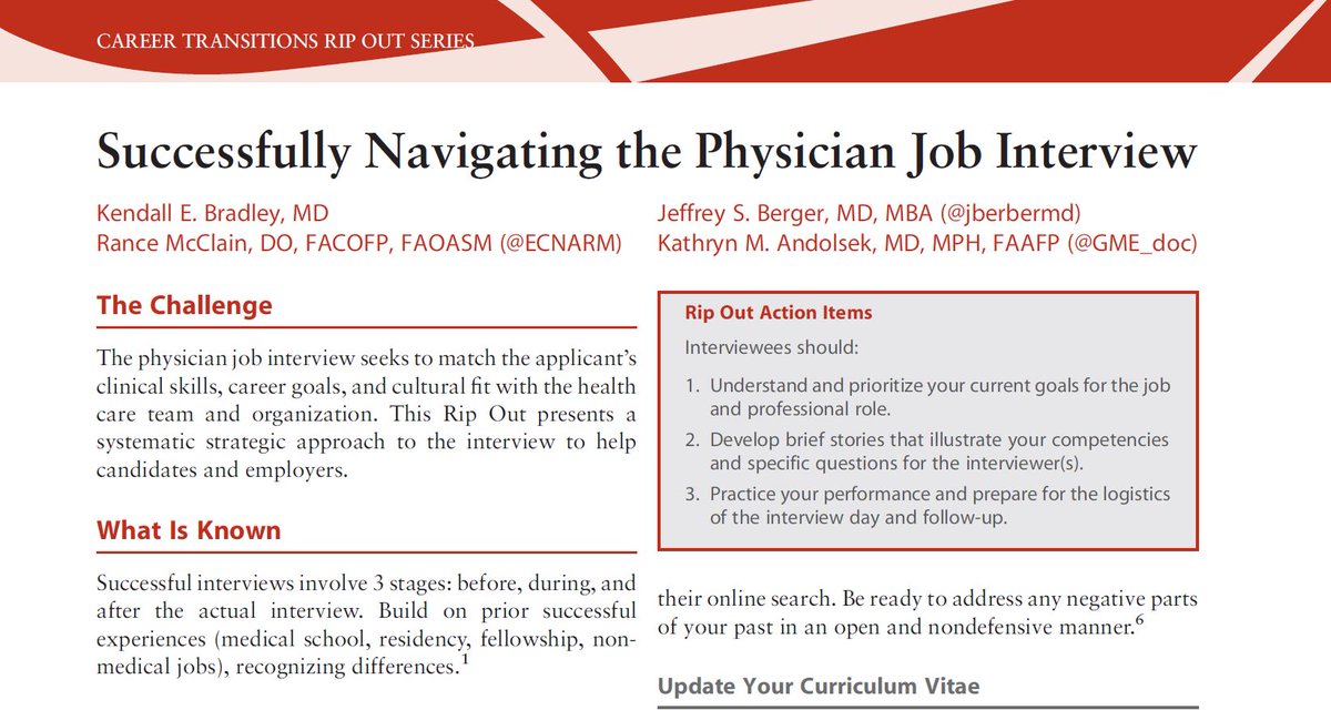 JGME (@journalofgme) on Twitter photo 1/ First physician job interviews = Stressful? Fun? Scary?
Practical advice in this <a href="/JournalofGME/">JGME</a> Rip Out by @ECNARM @jberbermd <a href="/GME_MD/">Kathryn Andolsek</a> and Kendall Bradley bit.ly/2QPQ5PD #medthread #tweetorial produced by <a href="/GME_MD/">Kathryn Andolsek</a> #MedEd 1/ First physician job interviews = Stressful? Fun? Scary?
Practical advice in this <a href="/JournalofGME/">JGME</a> Rip Out by @ECNARM @jberbermd <a href="/GME_MD/">Kathryn Andolsek</a> and Kendall Bradley bit.ly/2QPQ5PD #medthread #tweetorial produced by <a href="/GME_MD/">Kathryn Andolsek</a> #MedEd