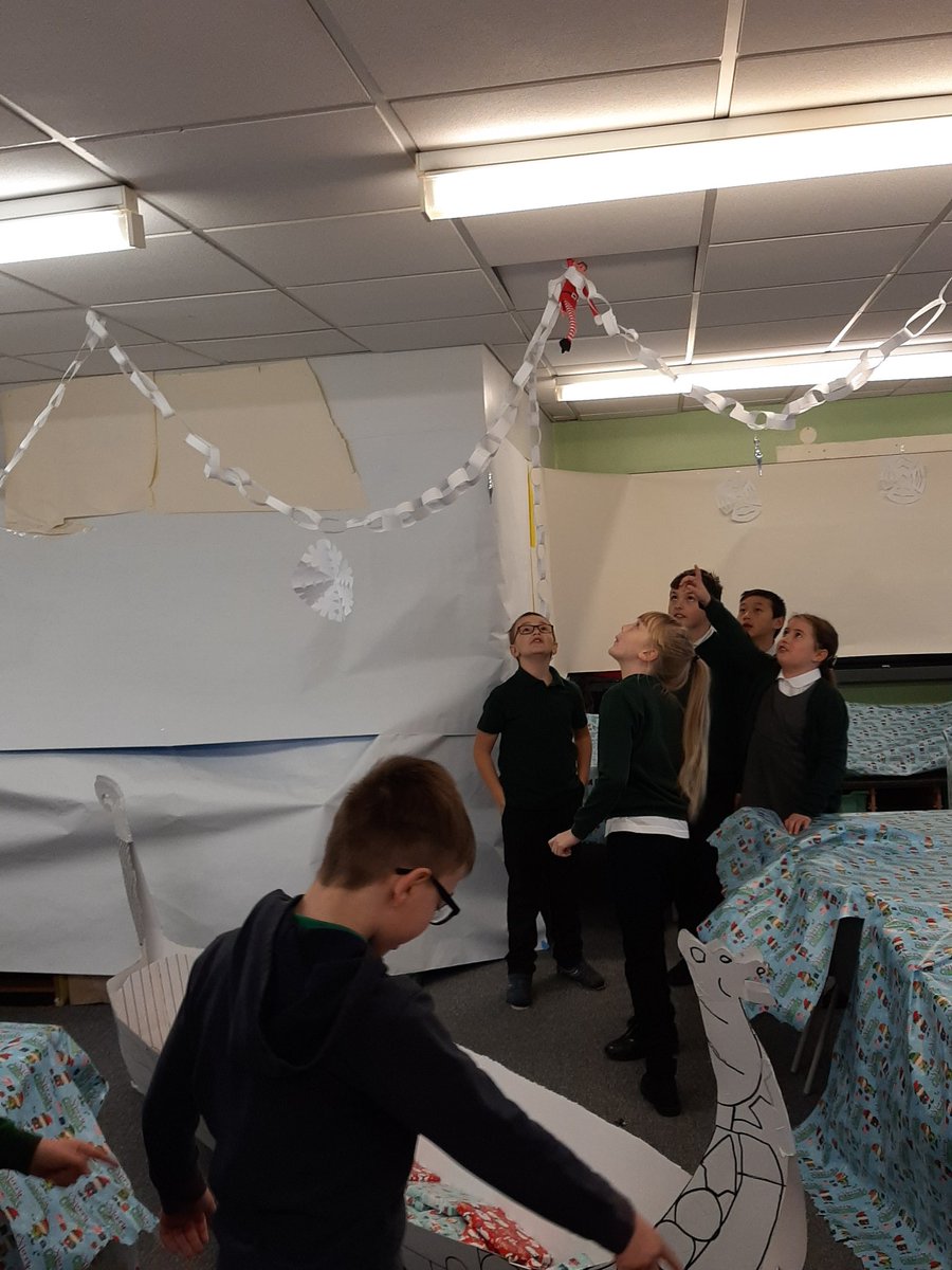 Year3MFPS's tweet photo. He passed through the six classes at Milefield Primary, through the sea of swirly twirly children, and then arrived to cause mayhem in Year 4, even wrapping up Miss G! (He did leave us some Christmas presents though in our Viking ship!) #Garytheelf #Uptonogood https://t.co/wrSc3uUsLR