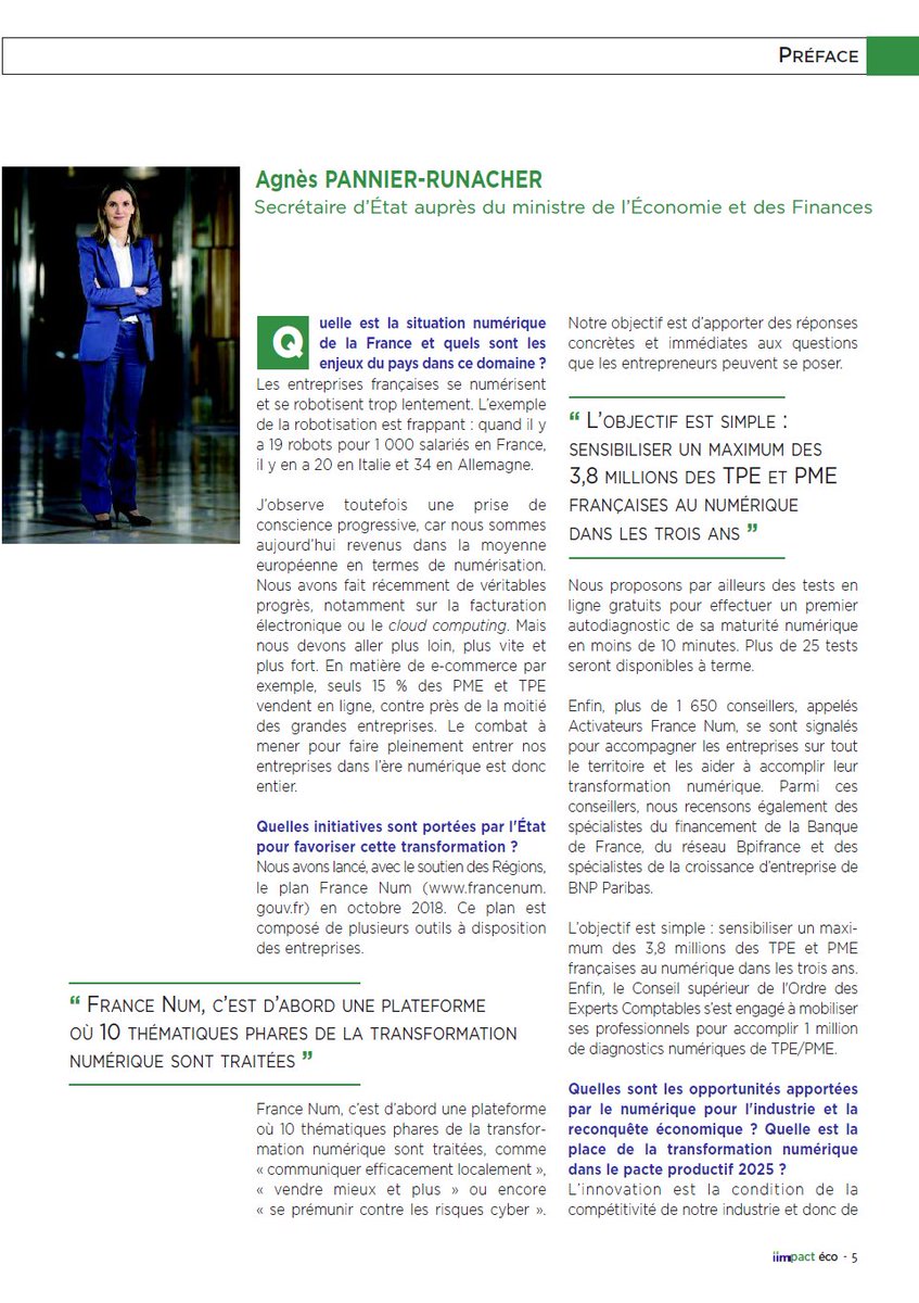 sniim_officiel's tweet photo. Et pour vous donner envie de lire notre nouvelle revue iimpact éco sur la #transformation #numerique de l'#Etat et des #entreprises, voici les 2 préfaces signées @cedric_o et @AgnesRunacher. Un grand merci à eux. @DGEntreprises @Economie_Gouv #IIM https://t.co/ioVrO5zaB1