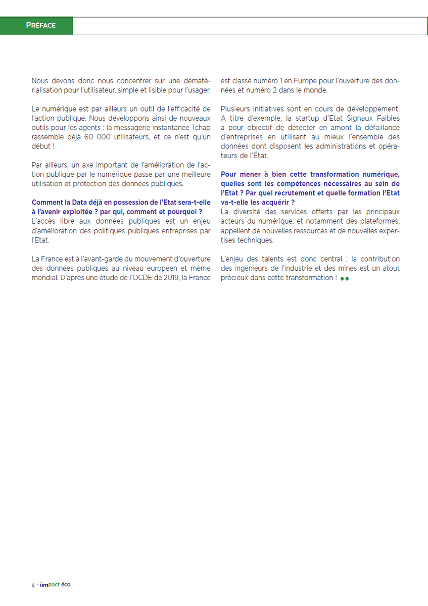 sniim_officiel's tweet photo. Et pour vous donner envie de lire notre nouvelle revue iimpact éco sur la #transformation #numerique de l'#Etat et des #entreprises, voici les 2 préfaces signées @cedric_o et @AgnesRunacher. Un grand merci à eux. @DGEntreprises @Economie_Gouv #IIM https://t.co/ioVrO5zaB1