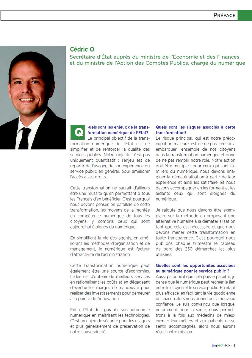 sniim_officiel's tweet photo. Et pour vous donner envie de lire notre nouvelle revue iimpact éco sur la #transformation #numerique de l'#Etat et des #entreprises, voici les 2 préfaces signées @cedric_o et @AgnesRunacher. Un grand merci à eux. @DGEntreprises @Economie_Gouv #IIM https://t.co/ioVrO5zaB1