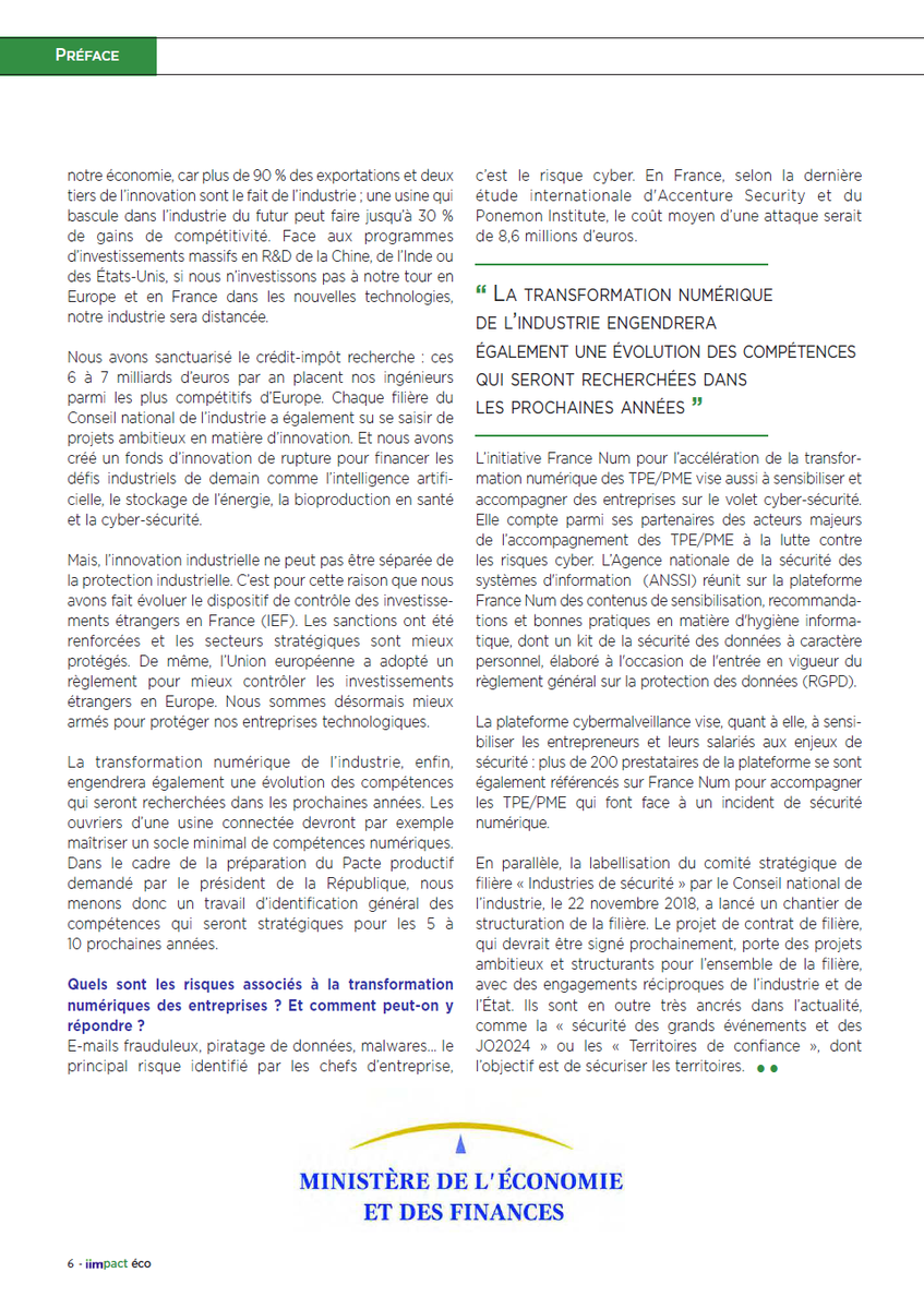 sniim_officiel's tweet photo. Et pour vous donner envie de lire notre nouvelle revue iimpact éco sur la #transformation #numerique de l'#Etat et des #entreprises, voici les 2 préfaces signées @cedric_o et @AgnesRunacher. Un grand merci à eux. @DGEntreprises @Economie_Gouv #IIM https://t.co/ioVrO5zaB1