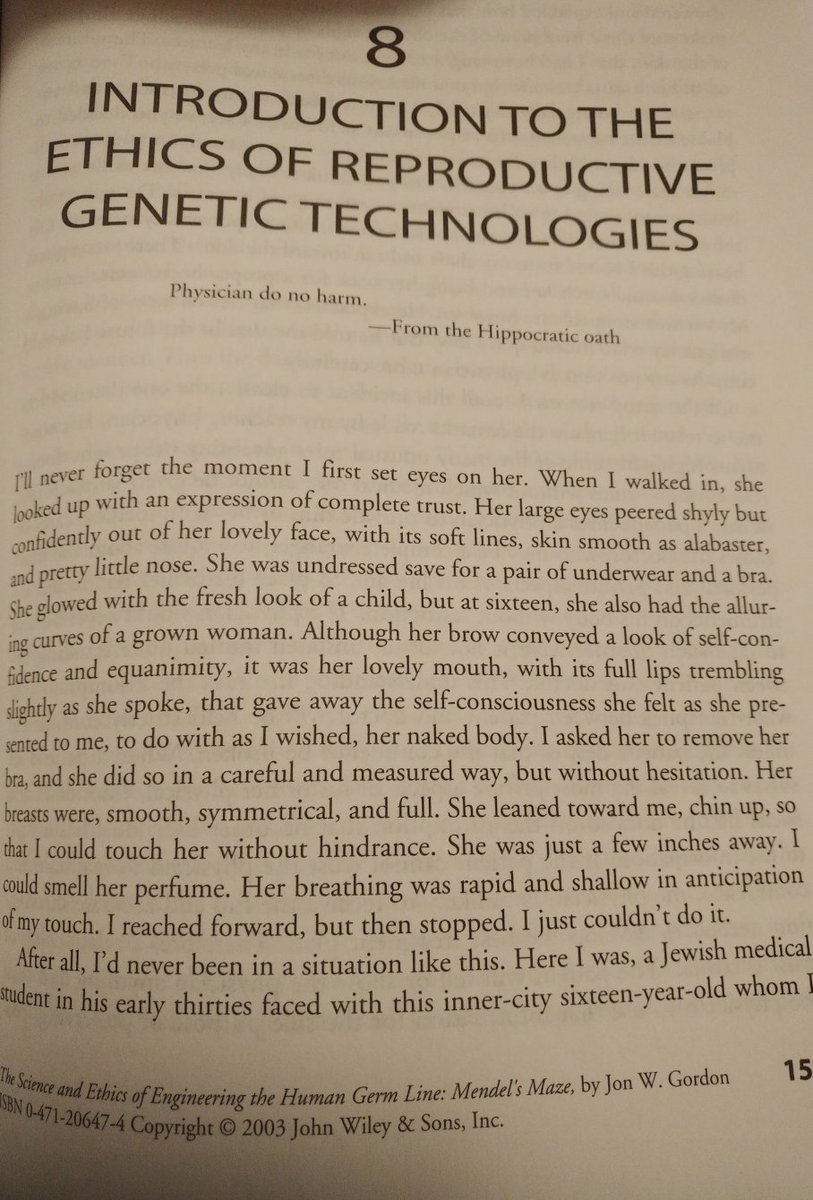 menwritewomen's tweet photo. Per submitter, "This is a real doctor talking about a real child patient he encountered as a med student."

 #submission (THE SCIENCE OF ETHICS OF ENGINEERING THE HUMAN GERM LINE: MENDEL'S MAZE, Jon W Gordon) https://t.co/m7fucxXiP9