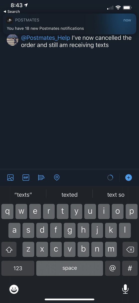 richlove715's tweet photo. @Postmates_Help I’ve now cancelled the order and still am receiving texts. Can I please see the TCPA disclosure that I agreed to? https://t.co/dRzKt2u2Bi