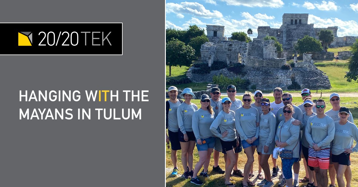 2020Teknology's tweet photo. Another shot of the 20/20 Tek crew during our excursion to Mexico last week. As Jimmy Buffett once sang, "The weather is here, wish you were beautiful."
#Tulum
#MayanRuins
#2020Tek
#teambuilding
#JimmyBuffett
#embracethecloud https://t.co/KueccBHV0i