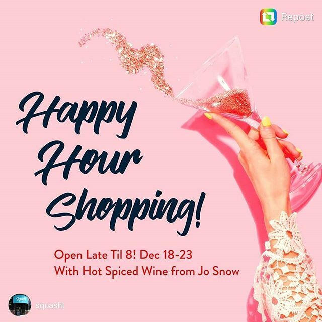 Is it too early to talk about Happy Hour? No, I didn't think so! @squasht will be serving mulled wine that we whipped up with our Christmas in a Cup syrup today through Dec 23.  Happy Shopping! ift.tt/2Ewqgg4