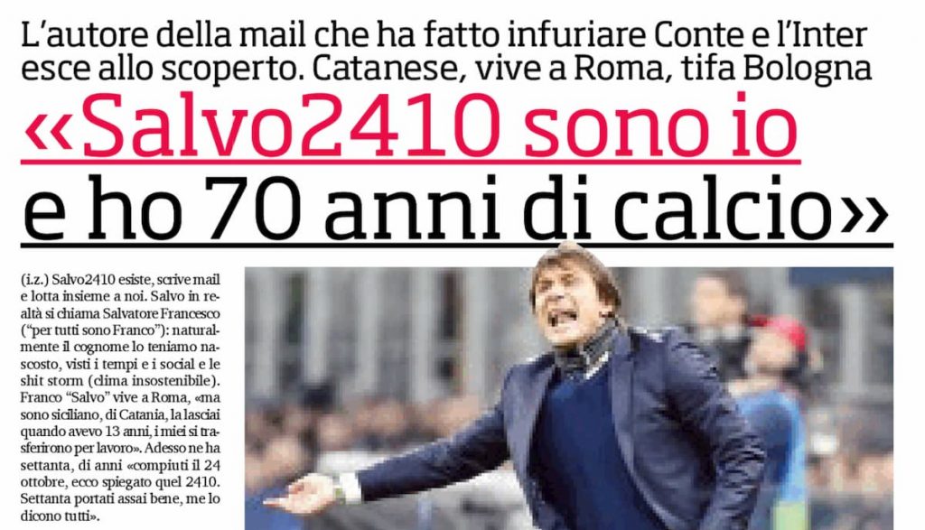 SpazioInter's tweet photo. Salvo24 a CdS: "Ecco chi sono! La mail? Esiste! Su Conte dico che...". - https://t.co/QUxM9RJMrl https://t.co/kRvb2rndfI