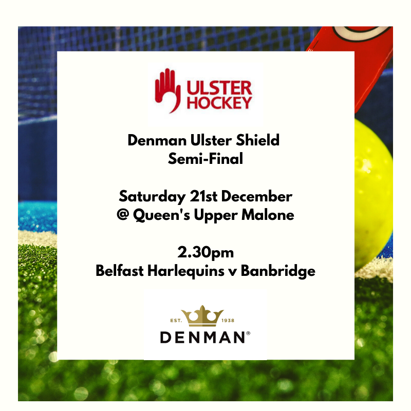UlsterHockey's tweet photo. Rearranged dates for the @DenmanBrush Ulster Shield semi-finals confirmed 📅

@Lurganladies_hc take on @pegasushockey in the first rearranged semi-final tonight with @BelfastQuinsLHC facing @banbridgehc on Saturday afternoon 🏑 #UlsterHockey #UlsterShield https://t.co/QsIeBeyVAo
