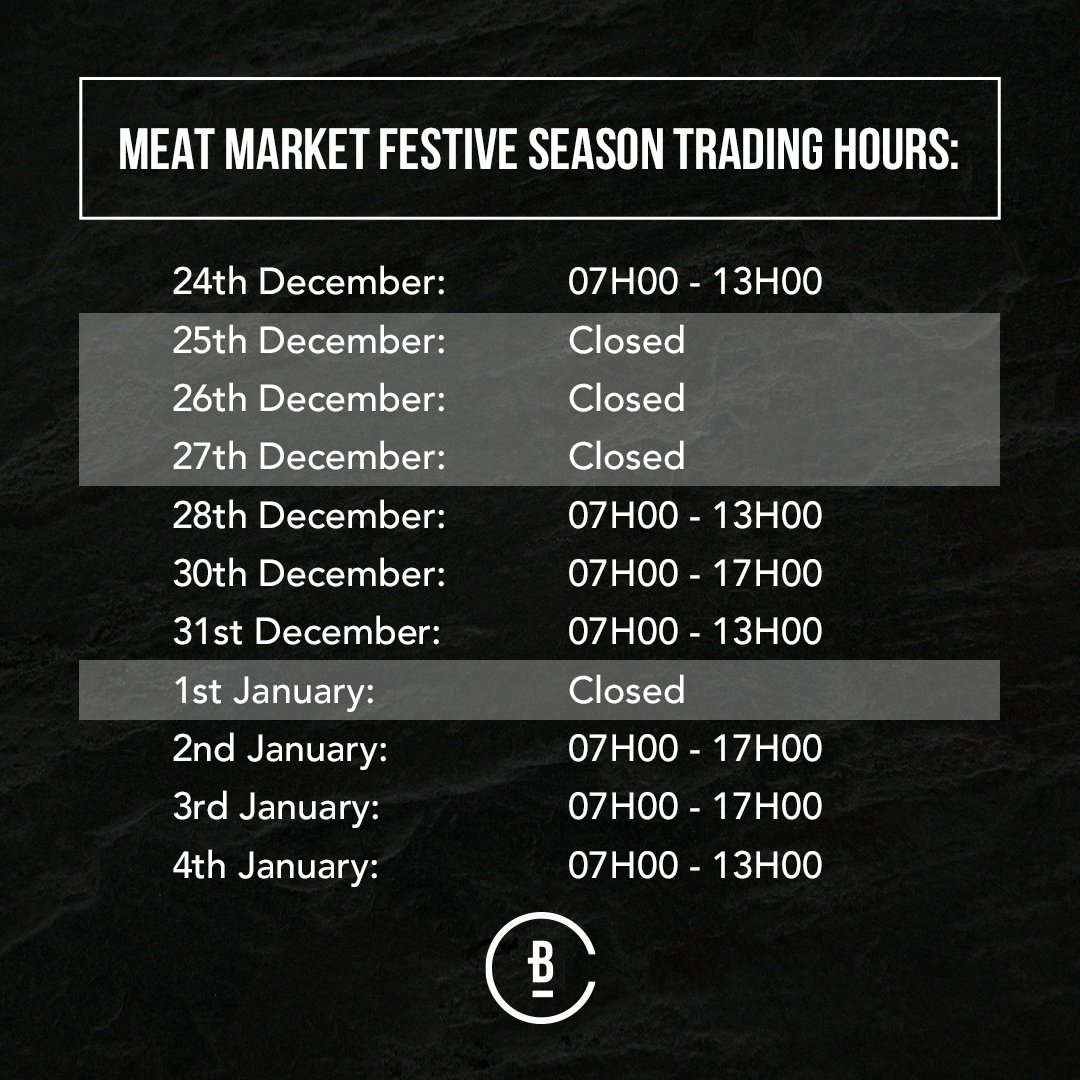 Festive Season trading hours at the Beefcor Meat Market