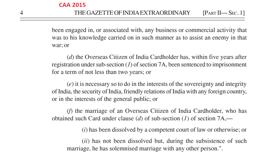 avtansa's tweet photo. To clarify, how the criteria are changed wrt to cancellation of OCI card. Here are some snippets from #CAA2019 & #CAA2015 https://t.co/A1rMy3mOBW