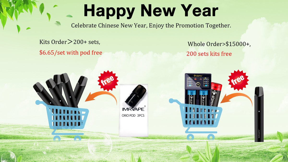 Breaking ON SALE for ORIO Pod Kits before the New Year!
1, Buy more than 200 kits of the ORIO POD KIT, will get same quantity refillable POD packs in free! $6.65/Kit only!
2, Purchasing anything for more than USD15,000. you will get 200kits of the ORIO POD KIT  for free!