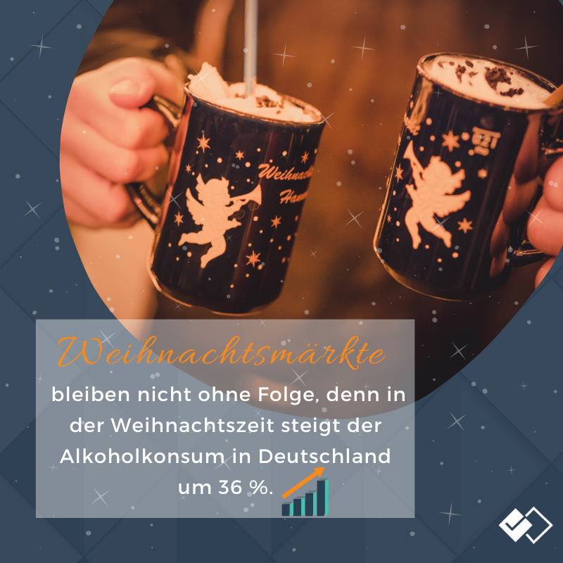 Mit #Weihnachtsmärkten, #Glühwein- und #Punschständen, die sich in jeder Stadt ausbreiten, steigt die Menge des konsumierten Alkohols an. Da sich das Jahr dem Ende zuneigt und #Weihnachten vor der #Tür steht, kann dies schon mal mit ein paar Glühweinen zelebriert werden. 🎄🍷🎅