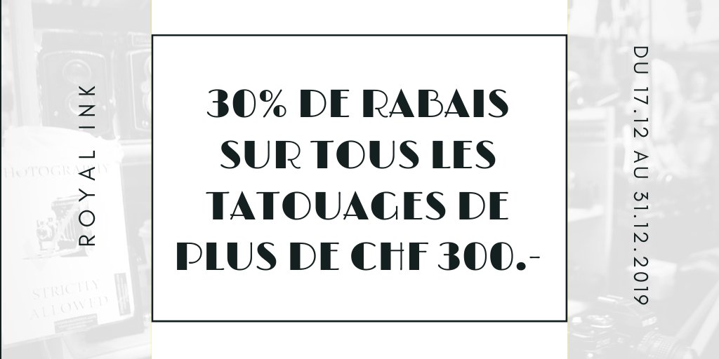 Royal_Ink_2300's tweet photo. Rappel ⚠️Un rabais de 30% est disponible dans notre salon, mais il faut se dépêcher !😁

N'oubliez pas non plus l'afterwork demain à 17h30 🍸🔥

Pour plus d'informations : 
=> IG : https://t.co/3ACd9i2Oth
=> FB : https://t.co/659QpuPfzr

#tatouage #afterwork #tattooart #oscomweb https://t.co/5SCaHv2qXm