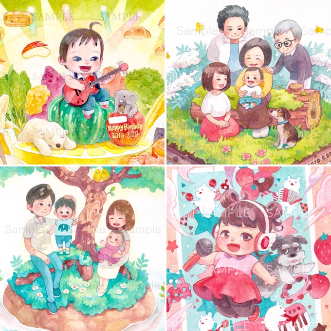 オーダーを始めて早1年沢山のお子様、ご家族を描かせて頂きました。絵を通してお子様の健やかな成長を願える、本当に幸せなお仕事。ありがとうございます!そして自分の原画が、日本各地のご家庭にある喜び。 オーダーページ整理して、絵もギャラリーにまとめました。 mizuki.portfoliobox.io/order…