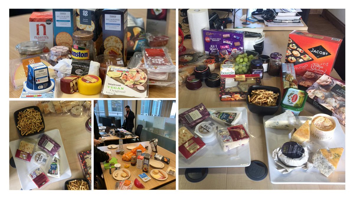 itineris_ltd's tweet photo. Today is our annual 'Cheese-mas', where we celebrate the festive season with a MOUNTAIN of cheese-based goods, pickles and crackers. Both our London and Ipswich offices have joined in with gusto; with even some vegan cheese for good measure. #festivecheer #cheesemas https://t.co/WhavGamZo4