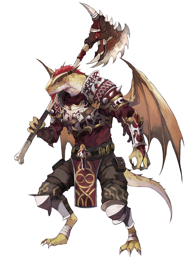 富士見ドラゴンブック編集部 Na Twitteru こちらはリード リルドラケンのファイターです 目を引くのはかついだ巨大な斧でしょうか これは ダイノジョー と呼ばれる斧です 特殊な効果は持ちませんが 凶悪な見た目に相応しい威力を備えた強力な武器です 一部の