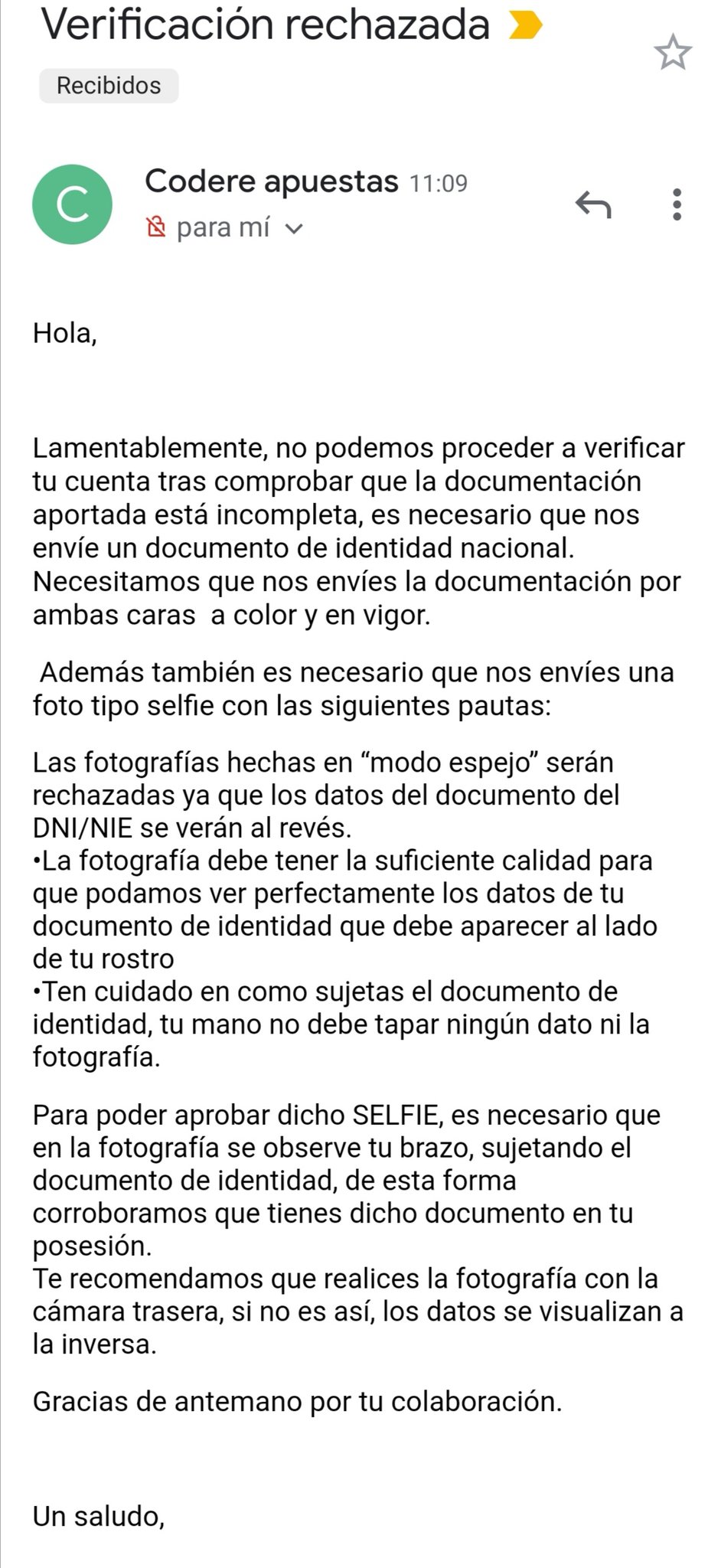 Codere no me deja cobrar