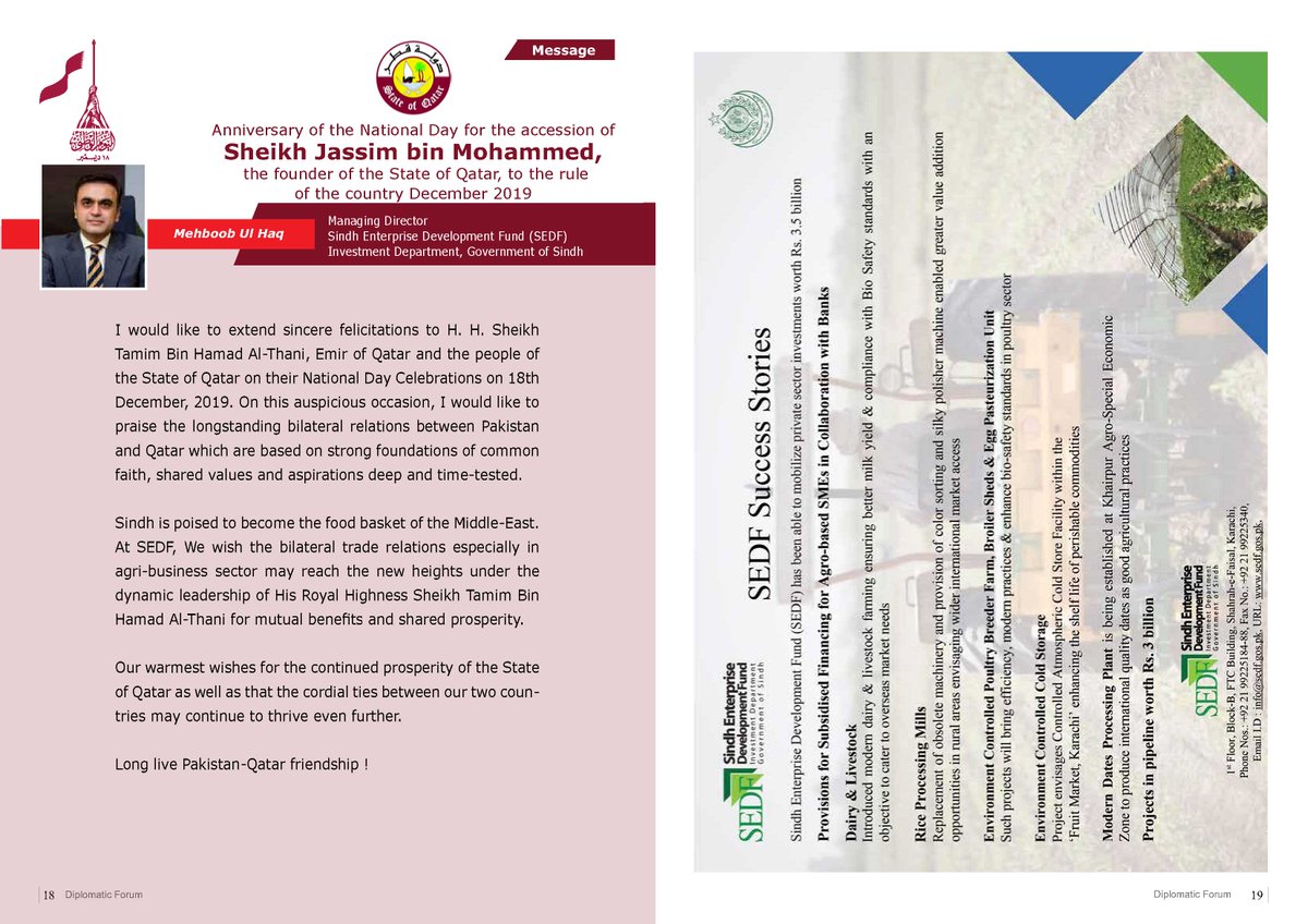 MD, SEDF Message on National Day for the accession of Sheikh Jassim, State of Qatar <a href="/SindhCMHouse/">Sindh Chief Minister House</a> <a href="/tariqchandio/">Tariq Manzoor</a> <a href="/oicci_pakistan/">OICCI</a> <a href="/CPEC_Official/">CPEC Official</a> @pid_gov <a href="/MoIB_Official/">Ministry of Information & Broadcasting</a> <a href="/investinpak/">Board of Investment, Pakistan</a> <a href="/Illango_WB/">Illango</a> <a href="/azeemuqaili/">Abdul Azeem Uqaili</a>  <a href="/OfficialSEZMC/">SEZMC</a> <a href="/WorldBank/">World Bank</a> <a href="/BahrainEmbPK/">Embassy of Bahrain to Pakistan 🇧🇭 🇵🇰</a>  <a href="/HamidMirPAK/">Hamid Mir حامد میر</a> <a href="/RasheedChanna1/">Rasheed Channa</a>