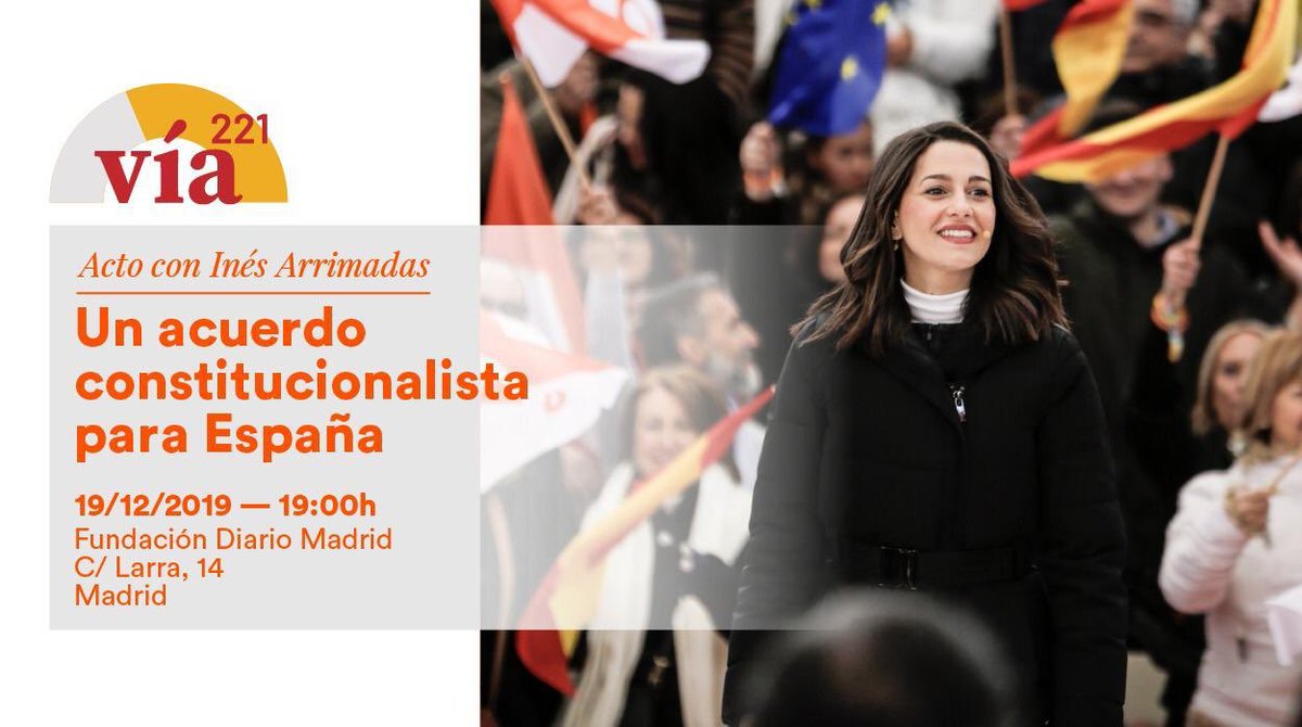 InesArrimadas's tweet photo. Me hace mucha ilusión participar mañana en este acto en Madrid junto a invitados a los que respeto y admiro tanto. La vía constitucionalista de los 221 escaños es la mejor para España y voy a seguir haciendo todo lo posible para que se lleve a cabo.

¡¡Os esperamos!! 😉 

❤️💛❤️ https://t.co/KolRKgwUbL