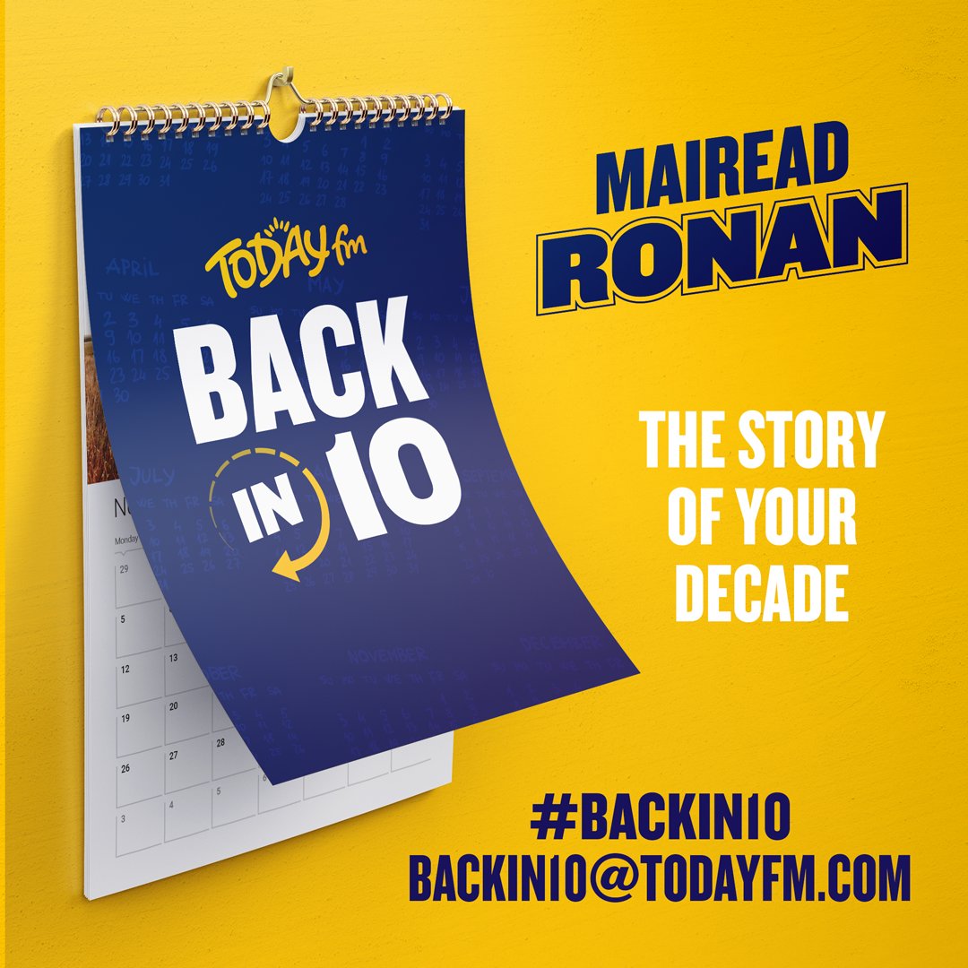 TodayFM's tweet photo. Up next Mairead will be chatting to listener Tara about her #BackIn10 story.

It's one that has been domintated by loss, but she lives in hope that the dawn of a new decade will bring her on to happier roads.

https://t.co/XuRvsMCRAY https://t.co/yf4XZook0s