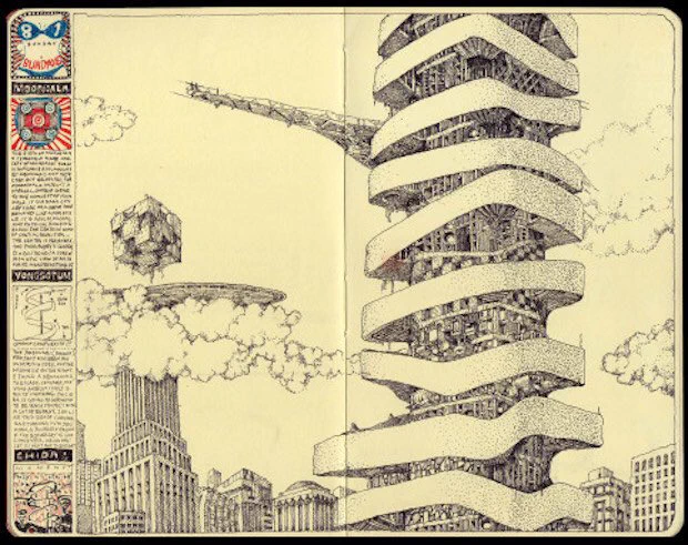 ムーン・フーン氏という建築家が描く奇妙な街のドローイングに一目惚れしちゃったのだ……

どこか出版社様……何卒…本に…… 