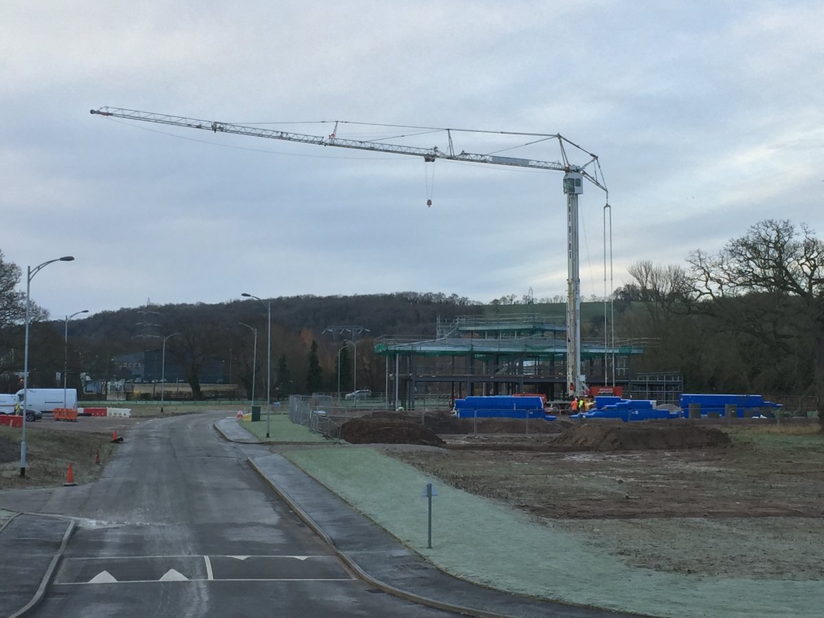 PureHomesUK's tweet photo. UPDATE: Steady progress on the New Pure #Homes and #Commercial Group #HeadOffice at #StAsaph. Structural Steel in place with Upper Floor and Stairs. Tower Crane to lift the cladding. #NewOpportunities @K_C_Construct @bacommercial https://t.co/k2SZ0jnS2b