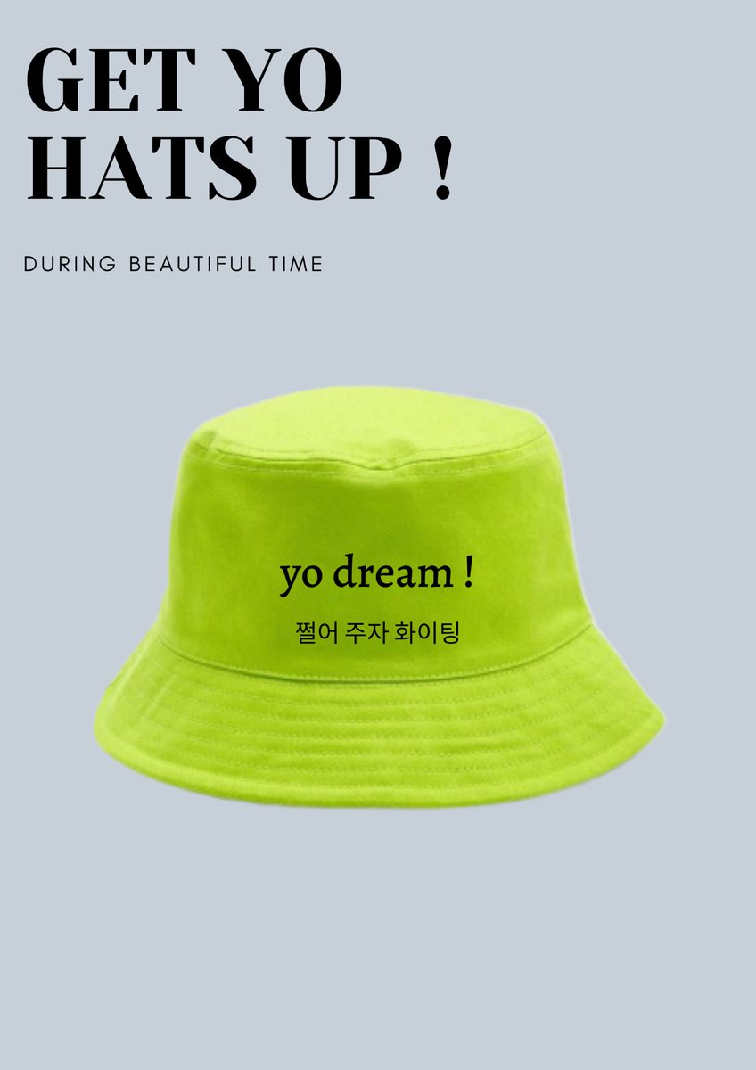 yodream_pr's tweet photo. GET YO HATS UP!!
During beautiful time, let us all wear our bucket hats altogether to show them that we are in this together. Let’s do this in sync in hope they’d notice and we will try to give them the hats too! Only if the promoters said yes! ♡
#YoDreamINA_Project https://t.co/toLBk6vkUa