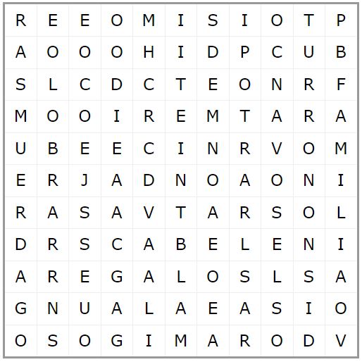 Hoy os traemos una sopa de letras navideña! 😉 Como pista os damos las 9 palabras que aparecen: 
Amigos, villancicos, comidas, familia, regalos, turrón, belén, cenas, muérdago
¿Eres capaz de encontrarlas? 🧐