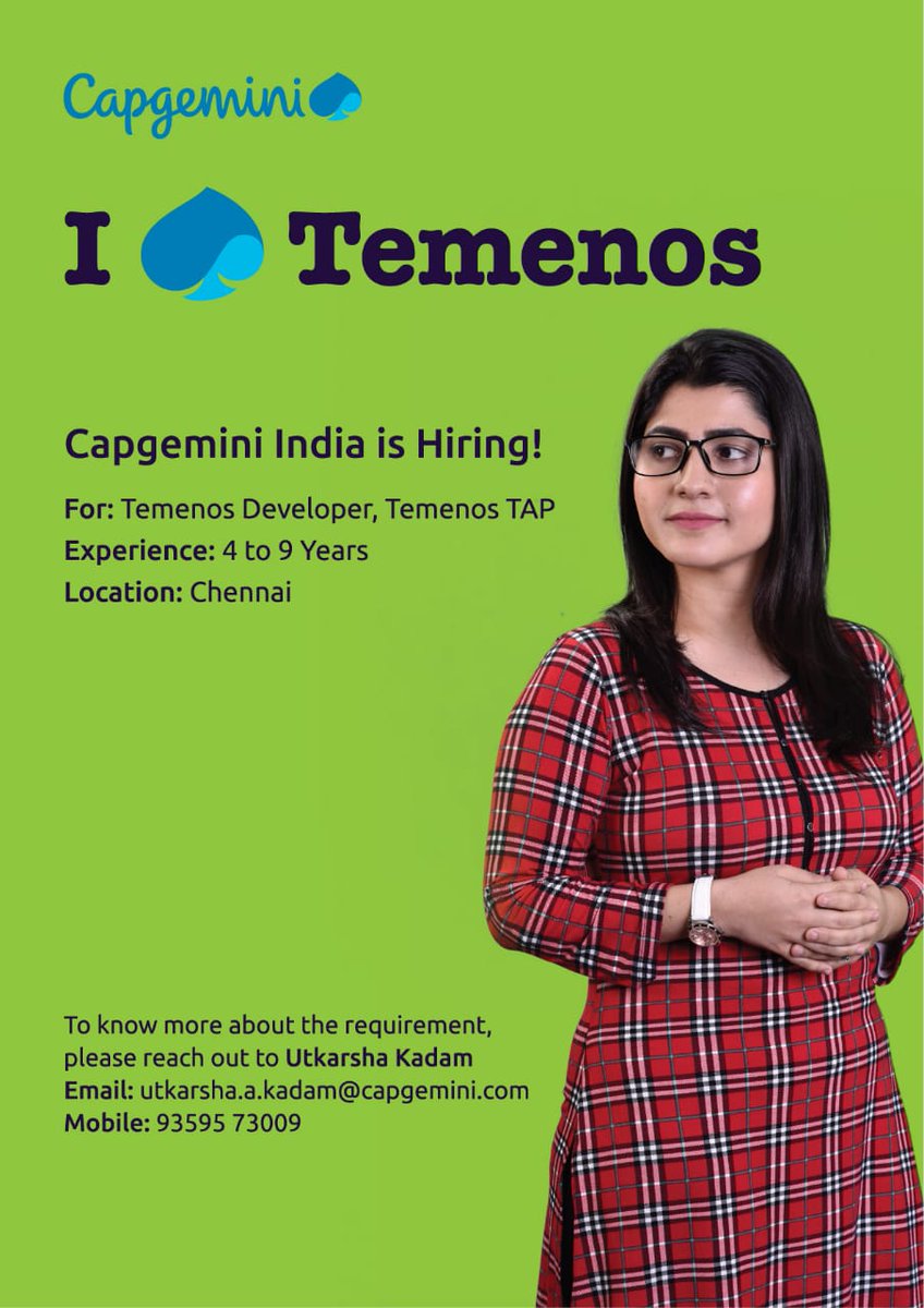 Recruitingchamp's tweet photo. #WeareHiring #Temenos #Developers #Loveyourcareer #AceYourCareer #LifeatCapgemini https://t.co/uNVmK3swra
