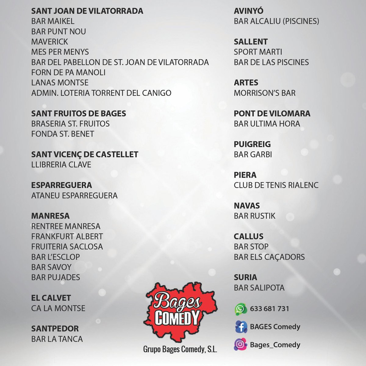BagesC's tweet photo. Puntos de Venta para entradas anticipadas con Toni Moog y Miki Dkai el proximo dia 26 de diciembre https://t.co/ezn1lORJOn