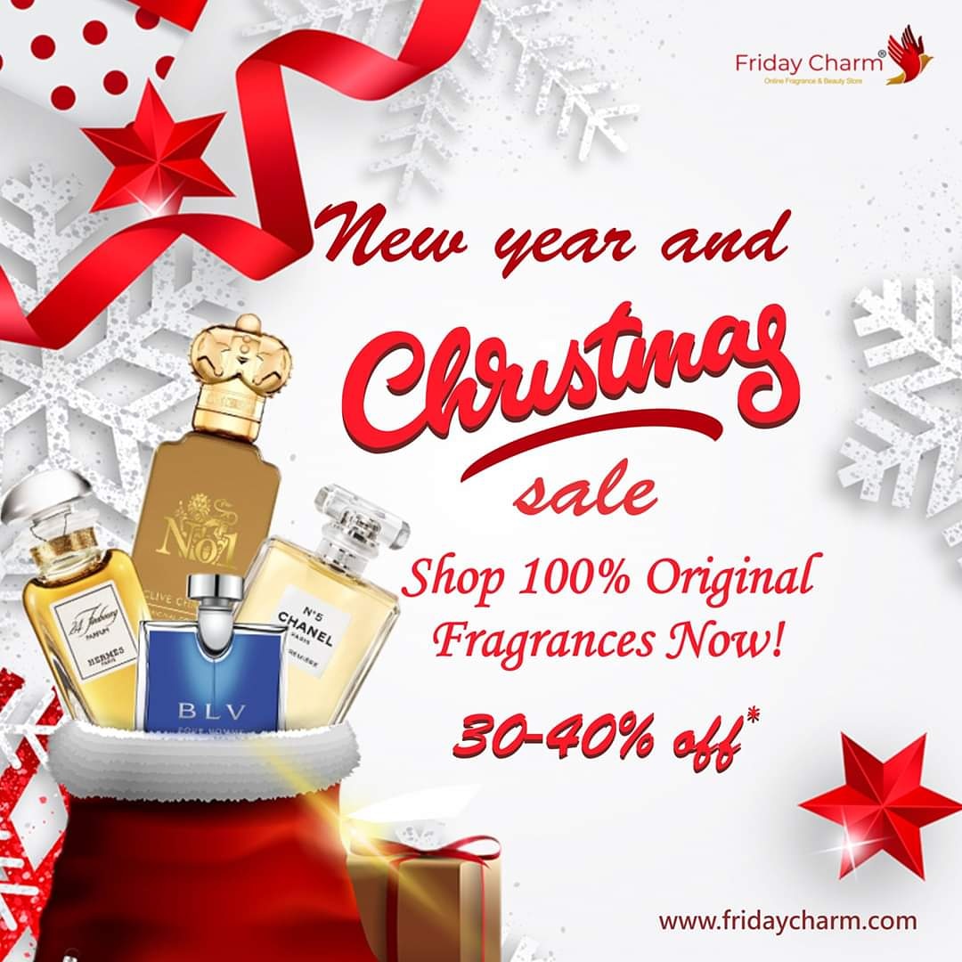 Your fragrance is your message, your scented slogan! 

Shop 100% original fragrances now from Friday charm.
 
Christmas and new year sale up-to 30-40% off 
Hurry up!!

Click here to buy - 
fridaycharm.com/collections/gi…

#FridayCharm