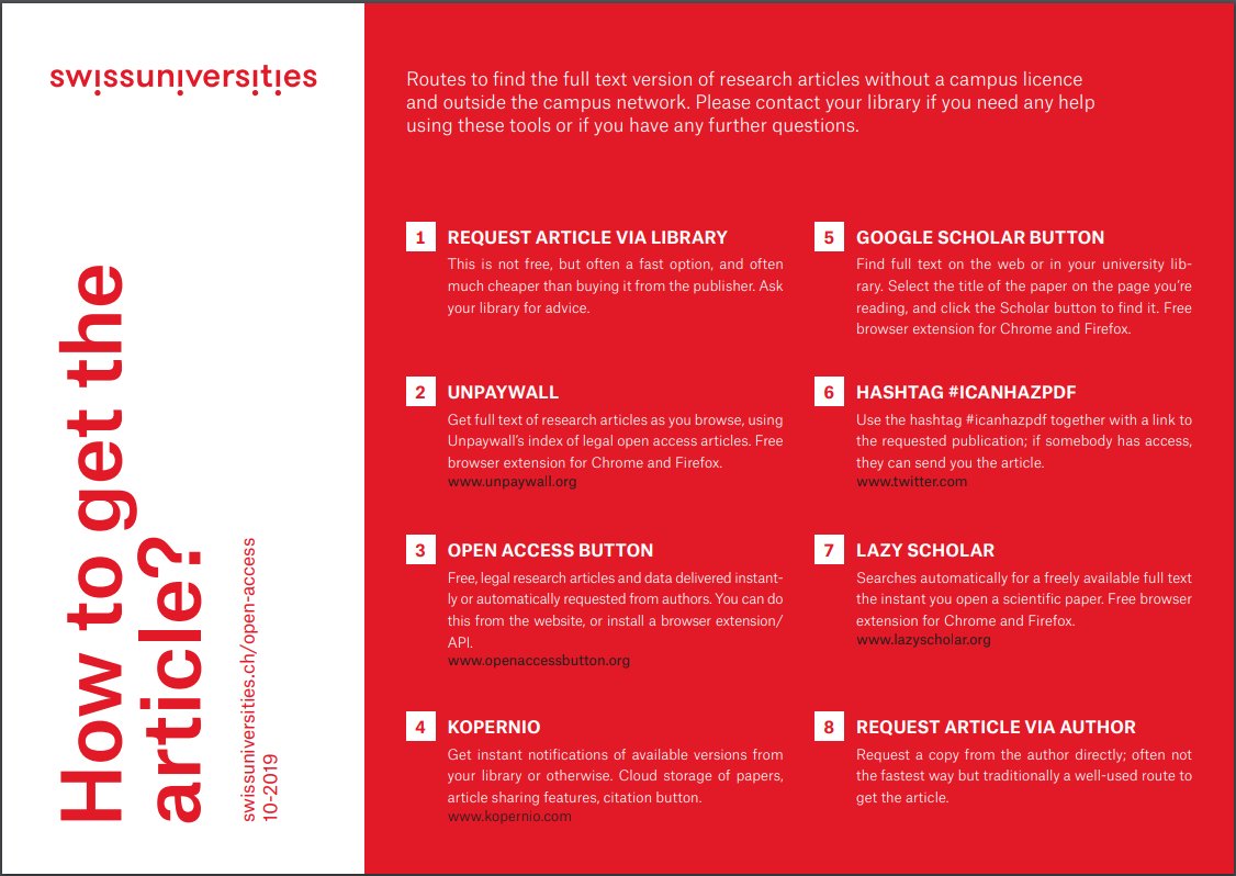 Actionuni1's tweet photo. 1/2 How to get a #research article in 2020 if you are working at a Swiss higher education institute? Please check out this summary  from @CH_universities ⬇️

#openaccess #AcademicChatter https://t.co/i2JLTtXACN
