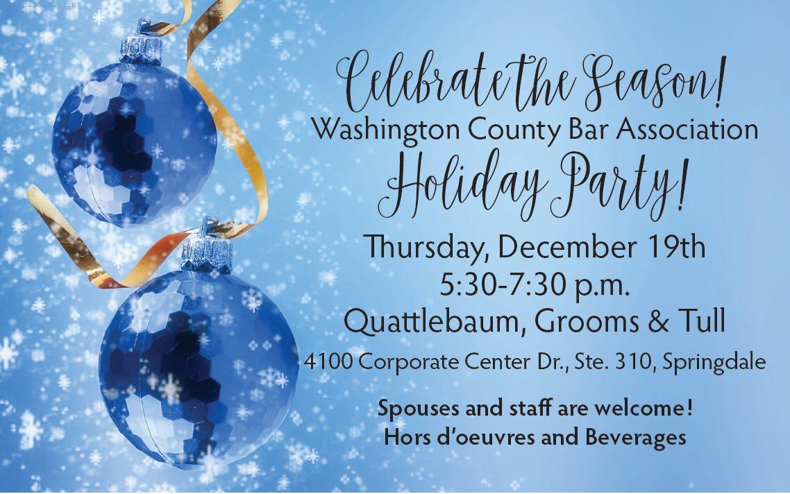 Look forward to seeing everyone tomorrow at the WCBA Holiday Party!