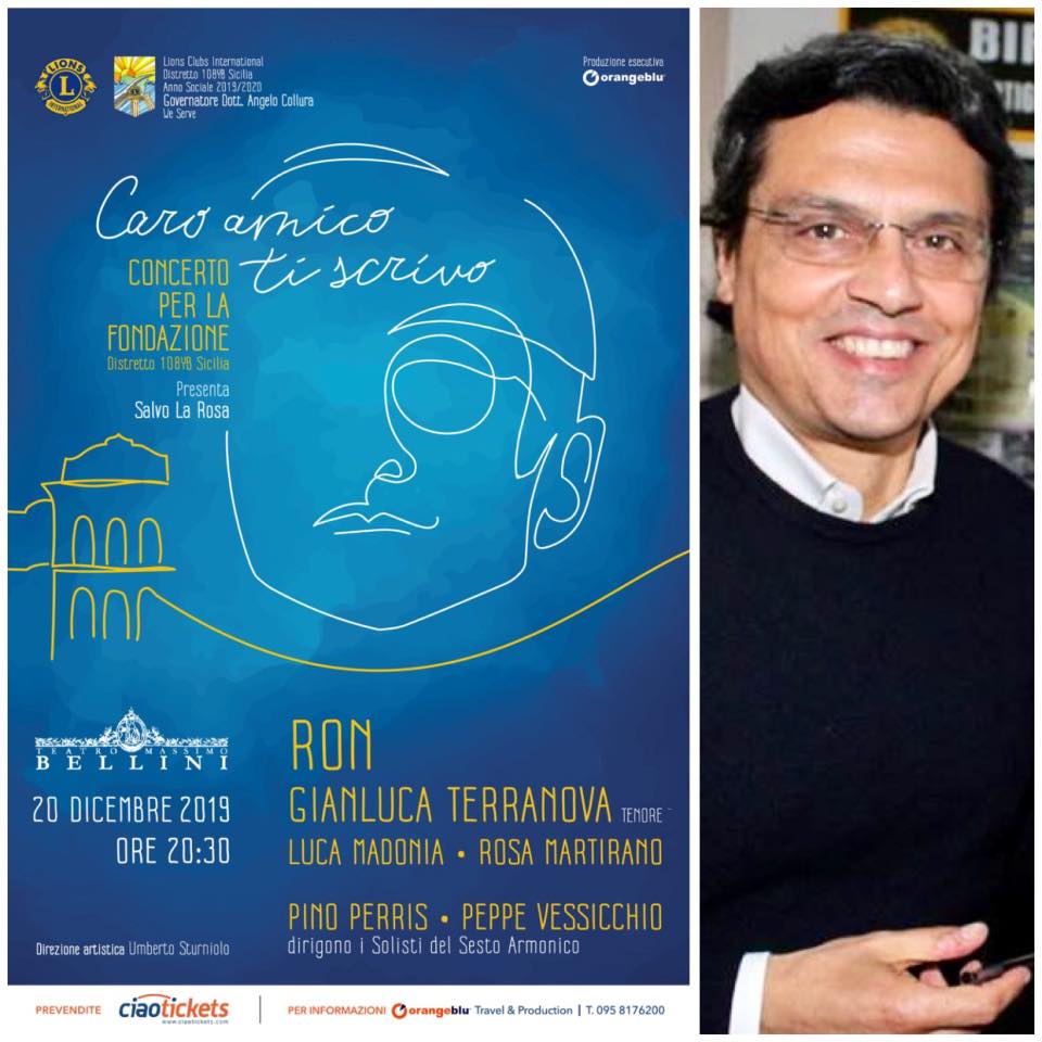 SalvoLaRosatv's tweet photo. Ci siamo. Il 20 dicembre al @TMVBellini di Catania condurrò Caro amico ti scrivo,il concerto dedicato a Lucio Dalla,per la Fondazione Lions,con 
@roncellamare, #GianlucaTerranova, #LucaMadonia, #RosaMartirano e #ISolistidelSestoArmonico diretti da #PeppeVessicchio e #PinoPerris. https://t.co/0tujm9apzw