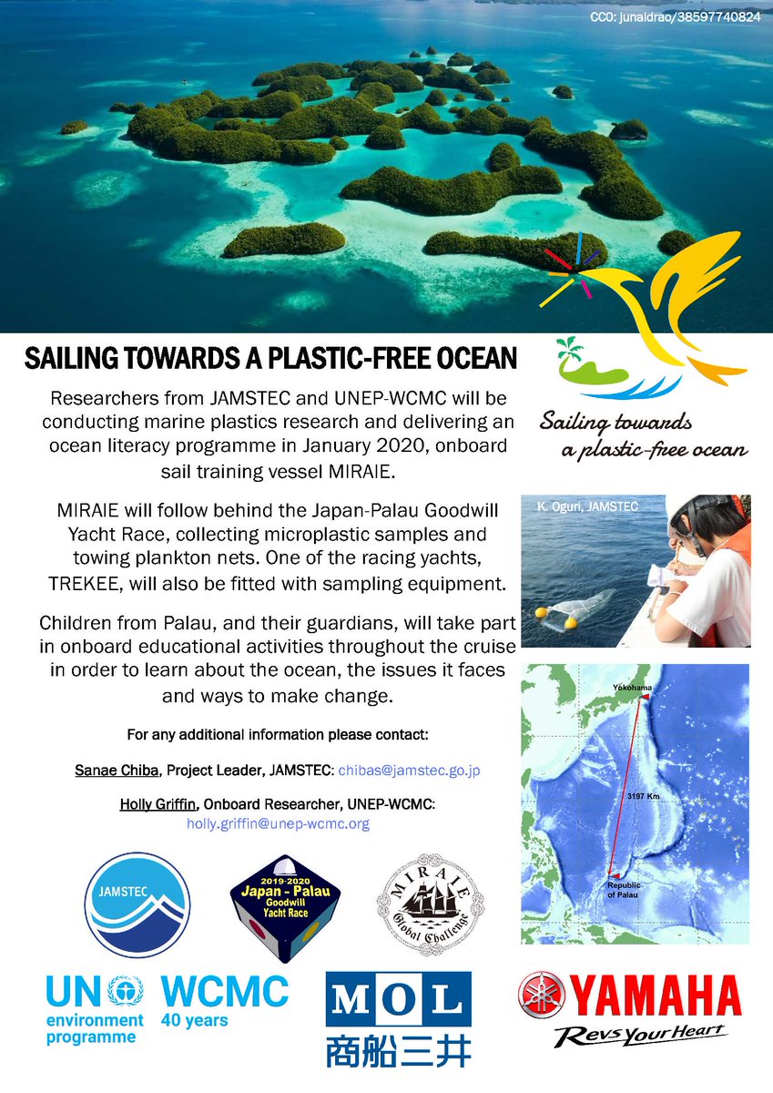 Project info ⛵️⬇️@unepwcmc @JAMSTEC_PR
 #japantopalau #marineplastics #marineresearch #microplastics #oceanliteracy #marinecitizenship #marsocsci #adventureeducation 
@MarSocSci