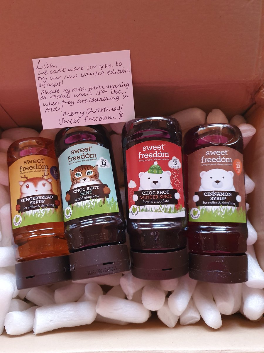 SWLisaAcrefair's tweet photo. The most exciting post was delivered today 😍 Thank you @SweetFreedom for my #Christmas gift! Best thing about these? Only #halfasyn per tsp!! #Slim4Xmas #SlimmingWorld #ad #gifted https://t.co/ZqinGOrbk6