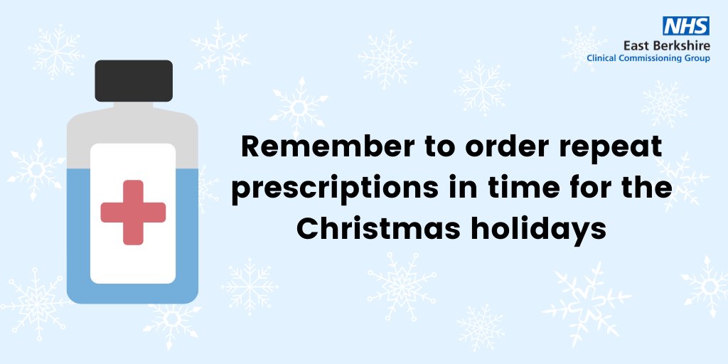 Do you have enough prescription medication to cover the Christmas break? Make sure you order any repeat prescriptions today for collection before Christmas 🎄