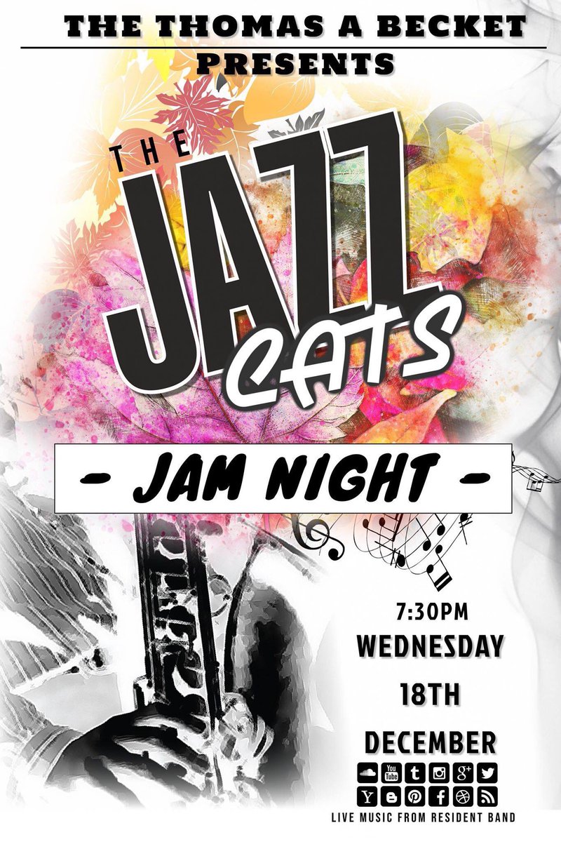 Wednesday night what to do, well how about this then....If you're a fan of jazz and swing music, then this evening is not to be missed. Thomas A Becket is honouring Jaz, - JAZZ Cats, Jam Night 7.30pm start 
T
#jazz #jazzcats #livemusic #refurbishedpub #traditionalpub #localpub