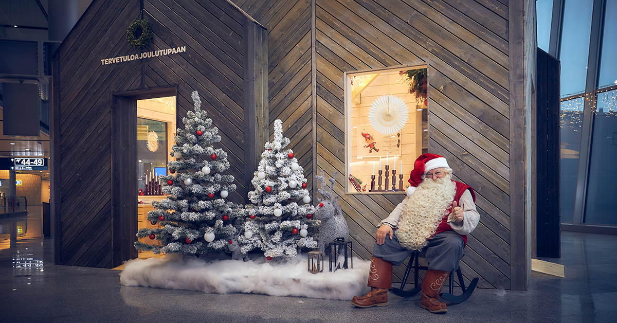 Jos olet lähdössä reissuun joulukuussa, vieraile uudessa joulutuvassa ja tapaa Joulupukki ennen lentoasi! Kotoisa tupa esittelee suomalaisia jouluperinteitä ja kutsuu nauttimaan seesteisestä joulun tunnelmasta. Katso lisää: bit.ly/2r9H7T2