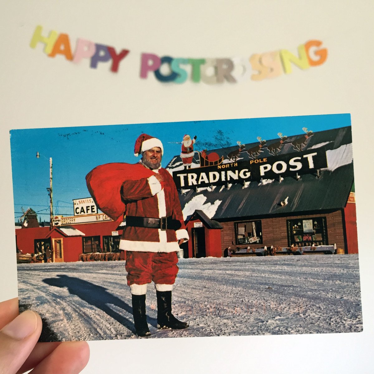 postcrossing's tweet photo. Merry Christmas to those who celebrate it today! Here's an appropriate postcard from Shel, sent from North Pole, Alaska for the #150yearsofpostcards celebrations. ๐บ๐ธ https://t.co/r2oYJhSQ3t