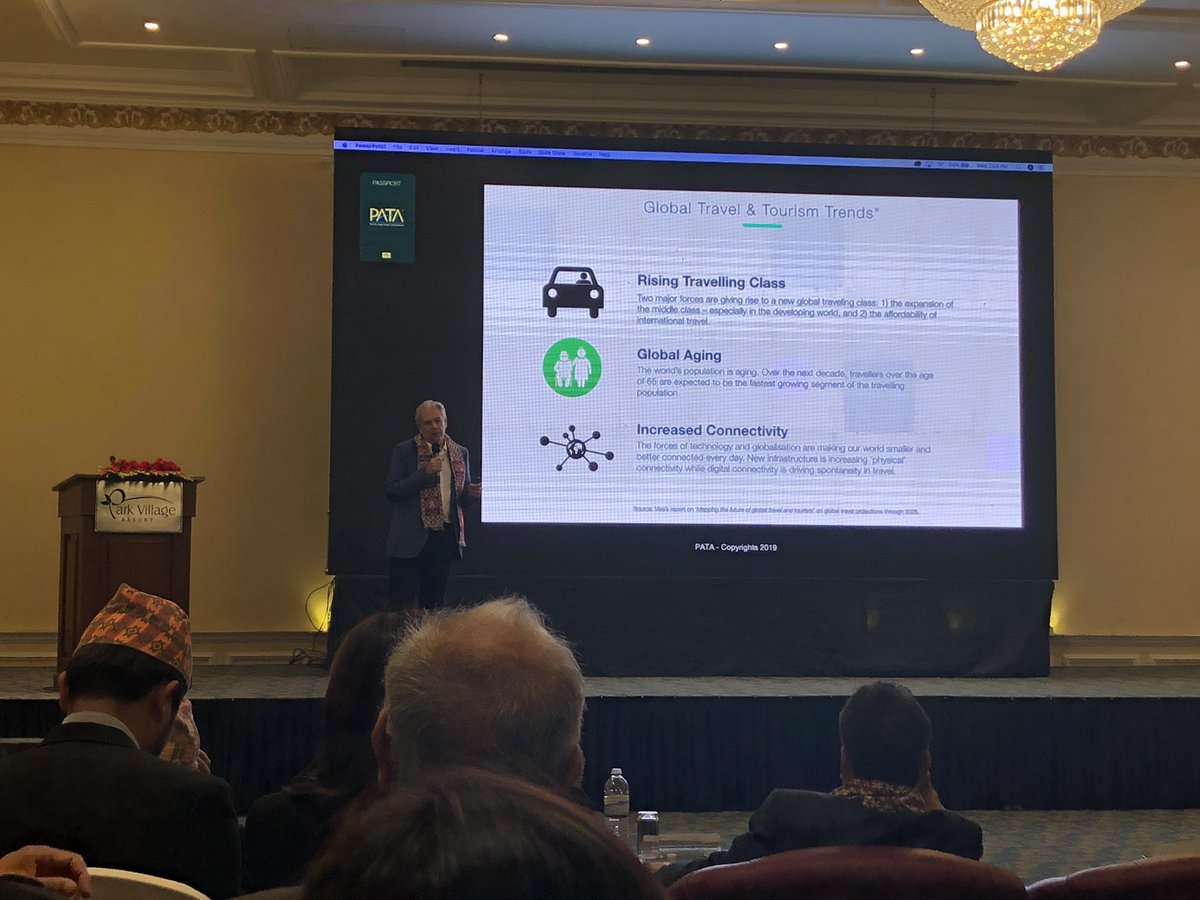 raru's tweet photo. Its not about #overtourism, its about #capacity management in #tourism industry. Dr Mario Hardy, CEO @PATA_HQ at AGM of @PATANepal https://t.co/XcCeEnstZf