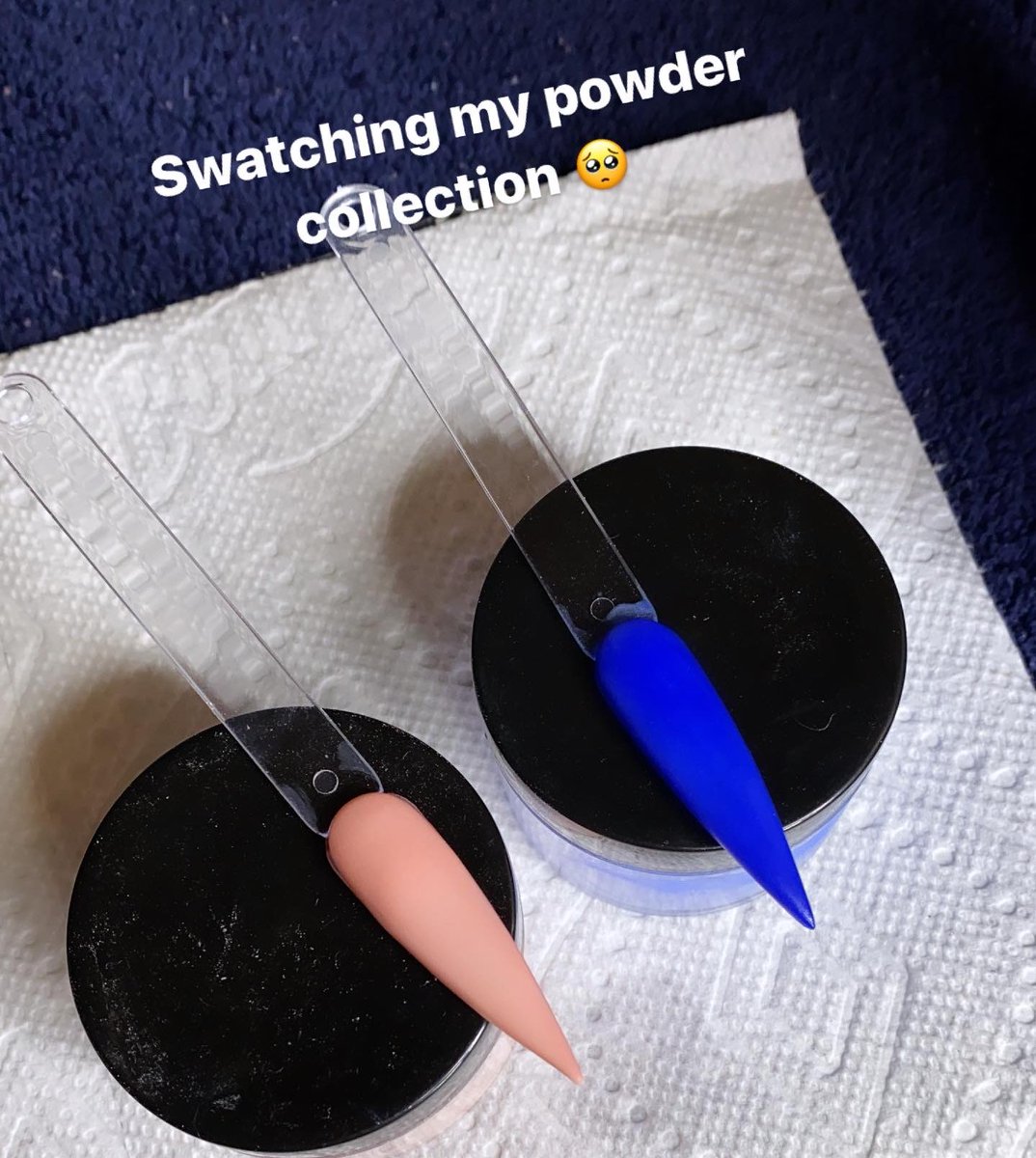 asvpnailbar's tweet image. Swatching my first official powder collection. I am so blessed to have the opportunity to create some beautiful things. These are all custom mixed powders by me! I will be having 15 shades 😭