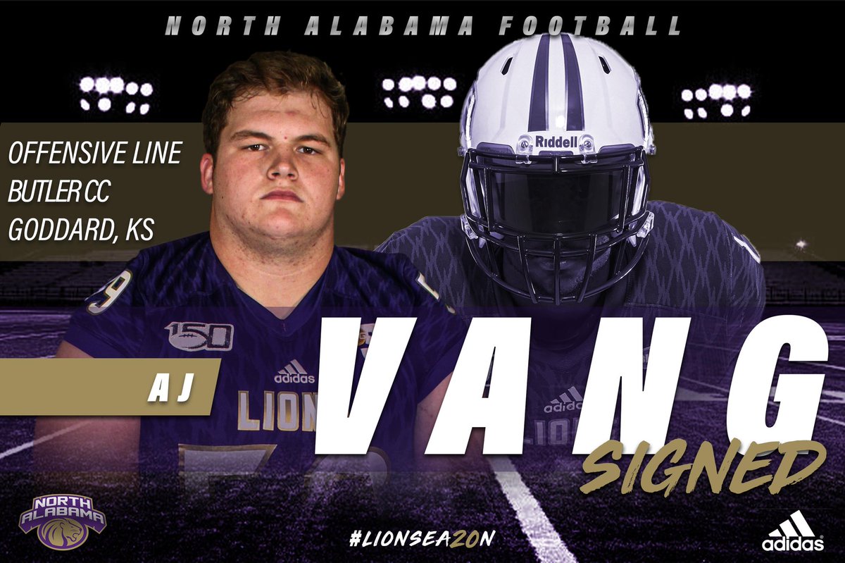 UNAFootball's tweet photo. 1st one in! It starts up front! Welcome to the family @ajvang51 #RoarLions https://t.co/mLrcMTh7W4
