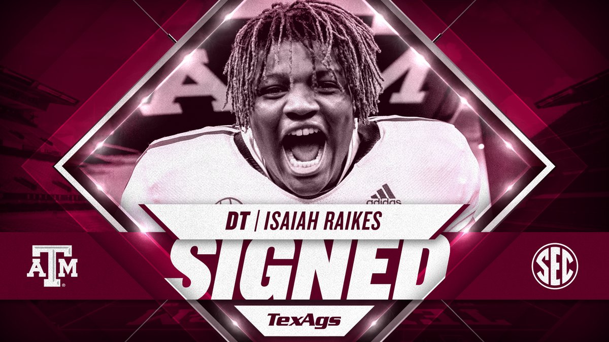 2020 3* DT Isaiah Raikes signs with Texas A&M r/CFB