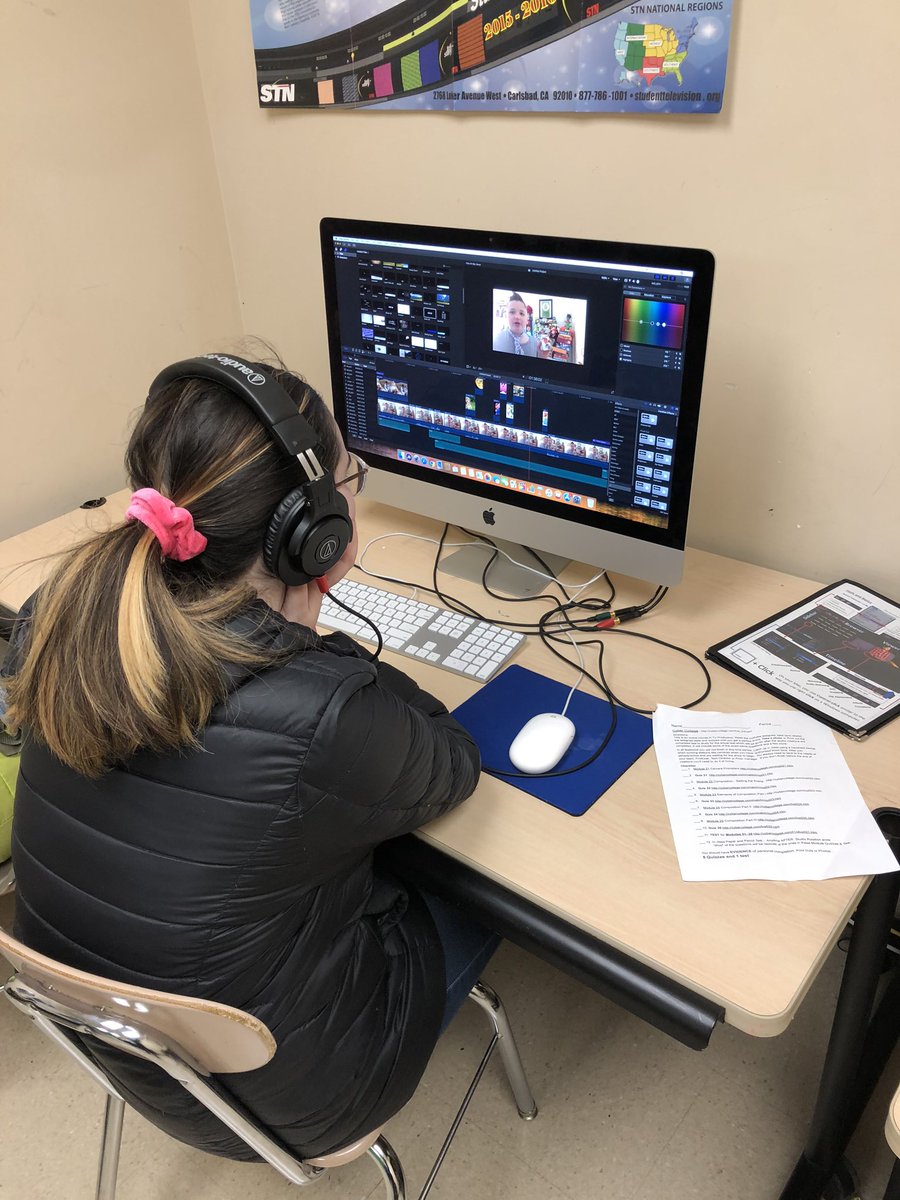 Canton_Super's tweet image. Television Production 2 students are engaged in writing scripts, conducting interviews on the green screen, and preparing clips for their shows.