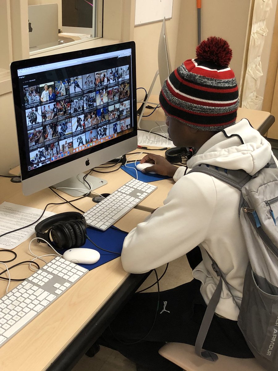Canton_Super's tweet image. Television Production 2 students are engaged in writing scripts, conducting interviews on the green screen, and preparing clips for their shows.