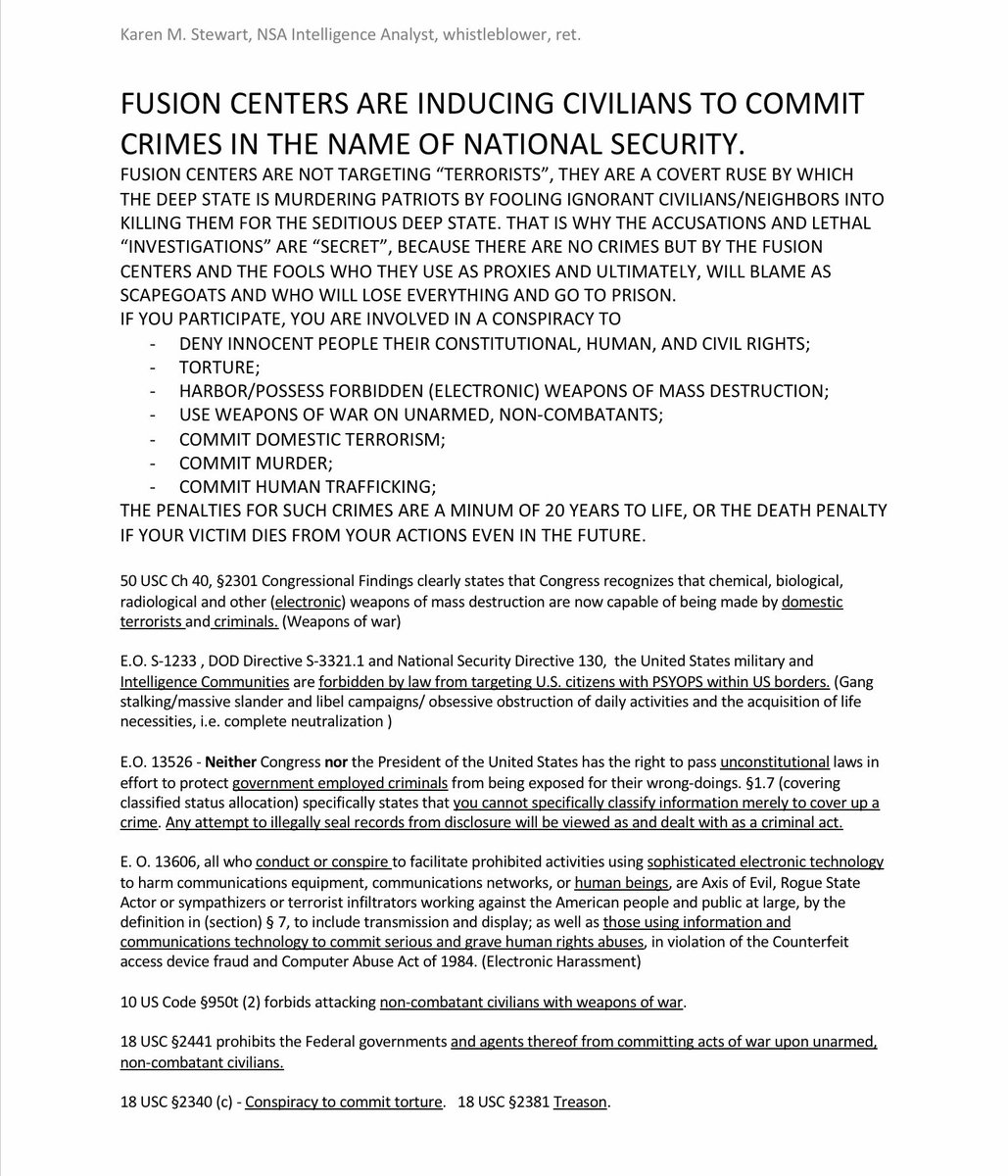karen_kams56's tweet photo. @CongressmanHice @HouseGOP ⭐️⭐️⭐️⭐️⭐️ 😡This is not the only crime Democrats are up to their eyeballs in. Dig deeper. #FISAabuse #WatchlistScam #FBIcriminals #Treason #Sedition #FusionCenters are #TrojanHorses murdering innocent Americans NOW through INFRAGARD proxy traitors. https://t.co/CyQT5bU1KQ