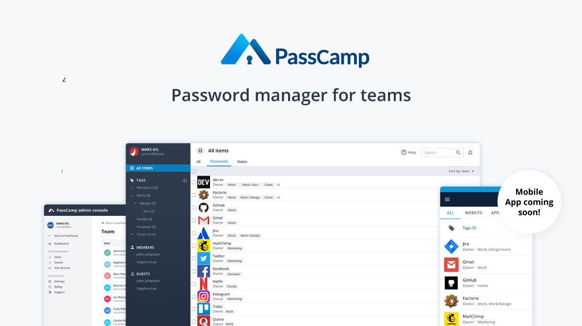 PassCamp's tweet photo. PassCamp for teams helps you control and secure all of your team logins. Check it out for free today! https://t.co/i5oXiwawLy
#teamwork #teams #passwords #cybersecurity
#teamtool #passwordmanager #security https://t.co/SvLKqdUUFw