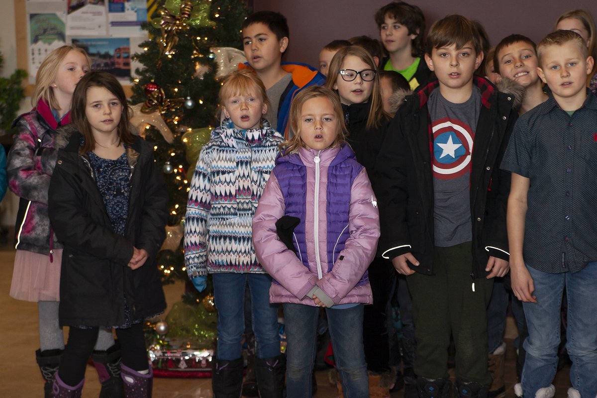 A great way to get in the Christmas spirit! Crestomere School students stopped by <a href="/WCPS72/">Wolf Creek Schools</a> office to treat staff to Christmas carols, as part of a caroling tour Dec. 17. Elder Effie Janvier also helped the students learn to sing carols in Cree.
#Christmasspirit #studentsuccess